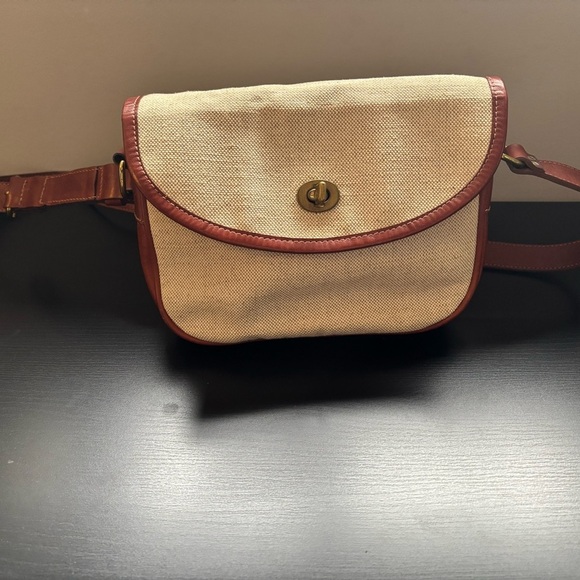 RARE Vintage Roots Stephy’s Bag Linen with leather trim - Picture 6 of 10